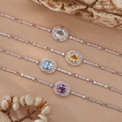 Citrine Amethyst Topaz and Aquamarine Bracelet for Women Citrine Amethyst Topaz and Aquamarine Bracelet for Women